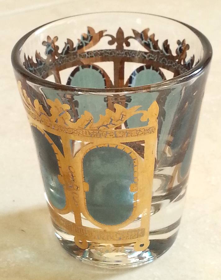 Azure Scroll Shot Glass by Culver-1