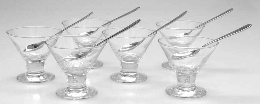 Serve Set of 6 Mini Martini & Stainless Spoon Set by The Cellar (Crystal)-1