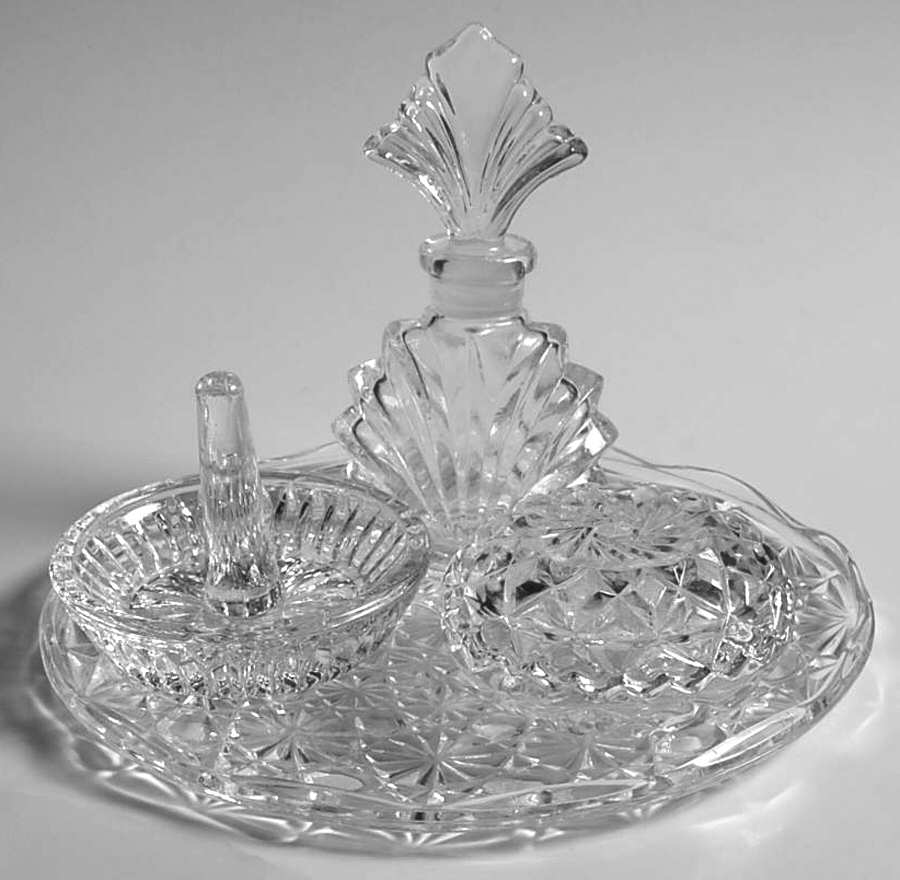 Vanity (6 Pc) Vanity Set (Perfume,Ring Holder, Box &Tray by Crystal Clear Industries-1