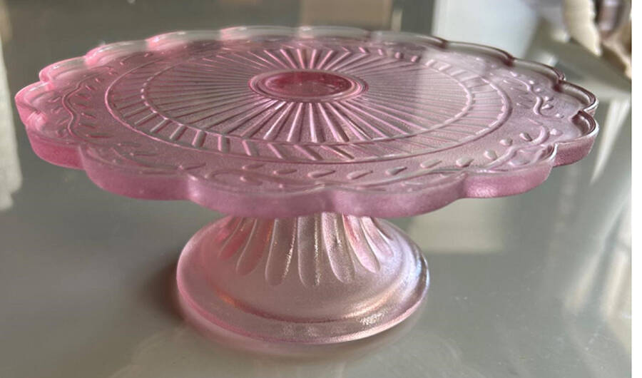 Maison Pink 7" Diameter Pedestal Cake Stand by Circleware Crystal-1