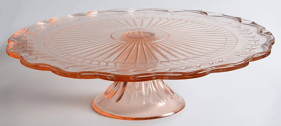 Maison Pink 12" Diameter Pedestal Cake Stand No Dome by Circleware Crystal-1
