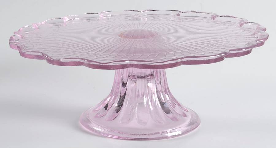 Maison Pink 9" Diameter Pedestal Cake Stand by Circleware Crystal-1
