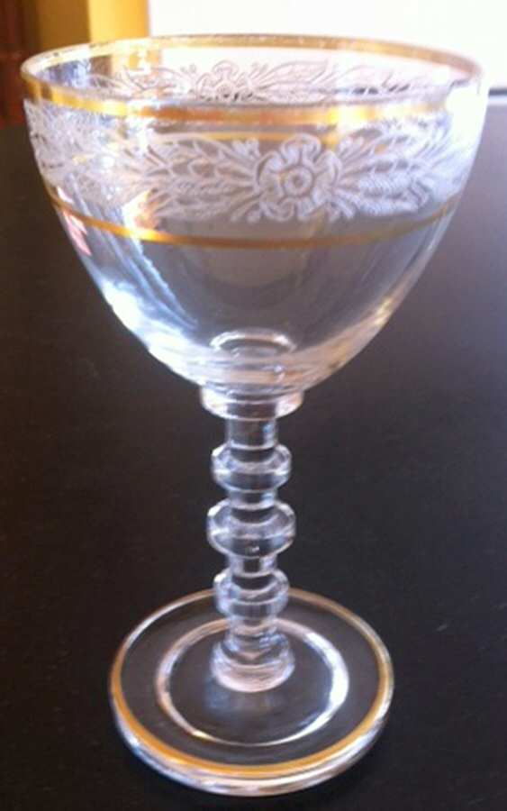 Laurel (Etched, Gold Trim) Champagne/Tall Sherbet by Cambridge-1