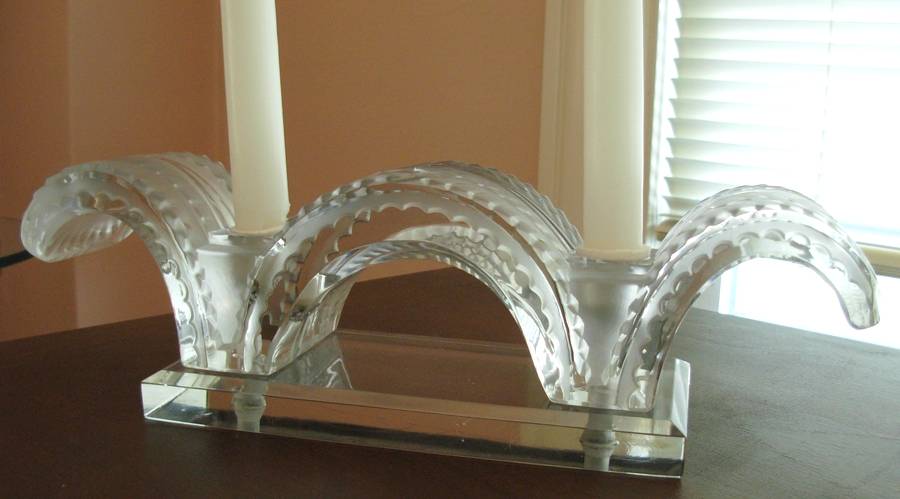 Porquerolles Double Light Candlestick by Lalique-1