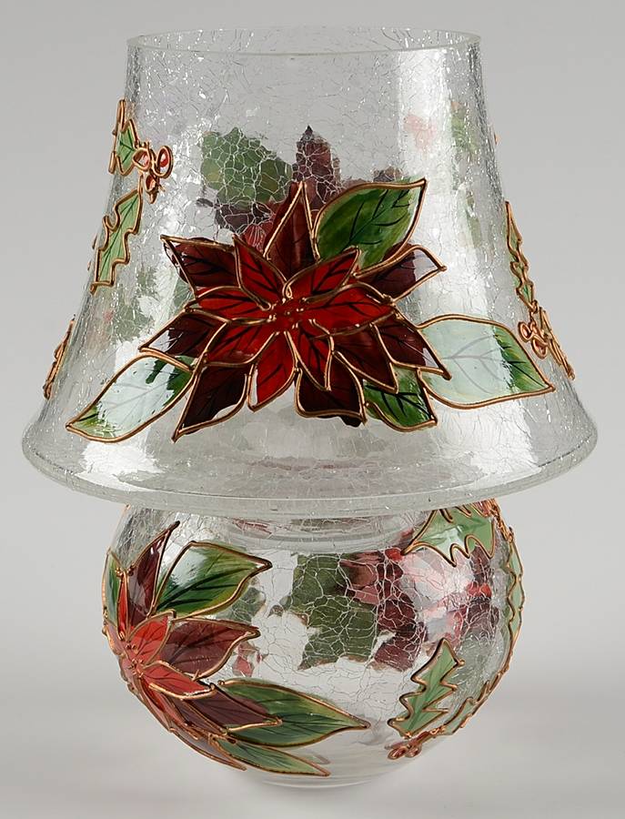 Poinsettia Mini Hurricane Lamp by Crystal Clear Industries-1