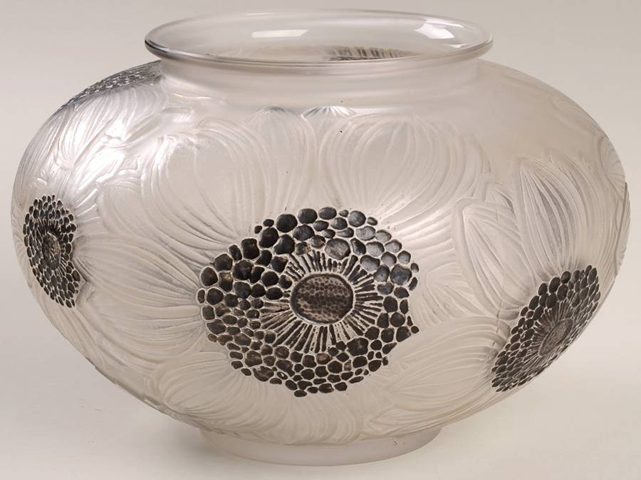 Dahlias 5" Flower Vase by Rene Lalique-1