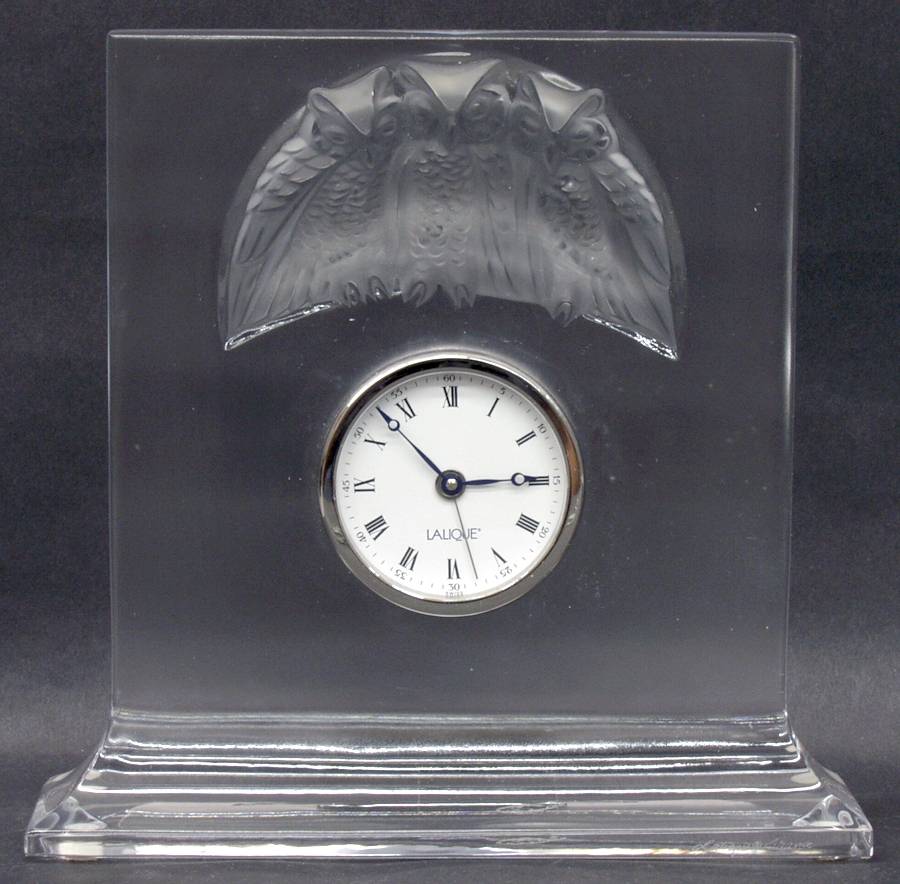 Chouettes Mantel Clock by Lalique-1