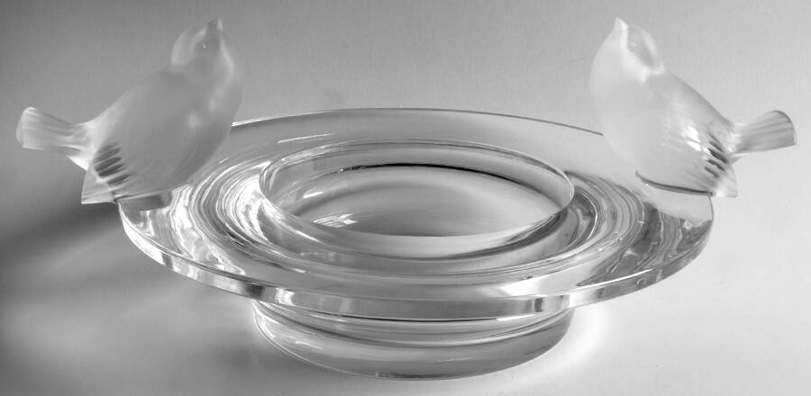 Two Sparrows 12" Round Bowl by Lalique-1