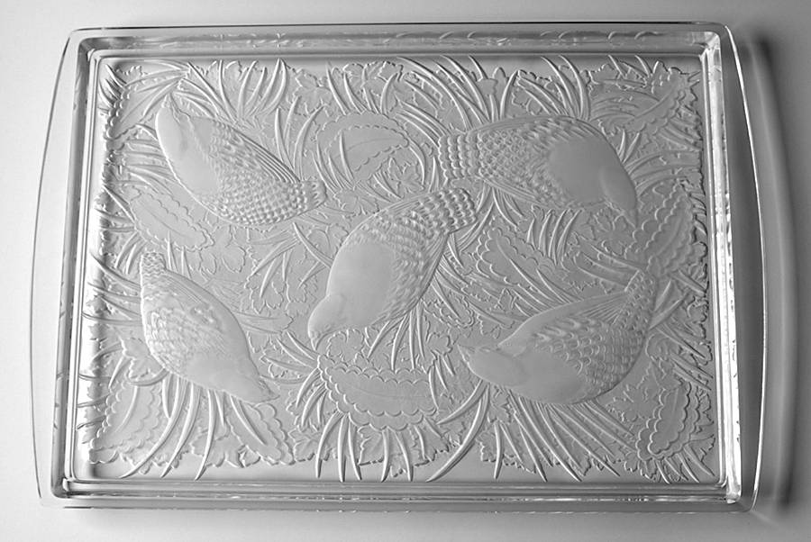 Perdrix-Partridge 18" Rectangular Tray by Lalique-1