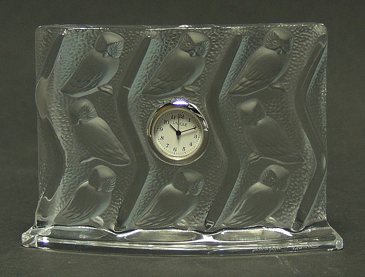 Hulotte Small Clock by Lalique-1