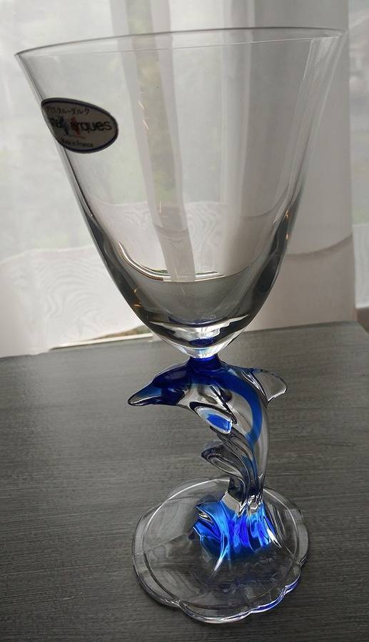 Dolphy Blue Water Goblet by Cristal D'Arques - Durand-1