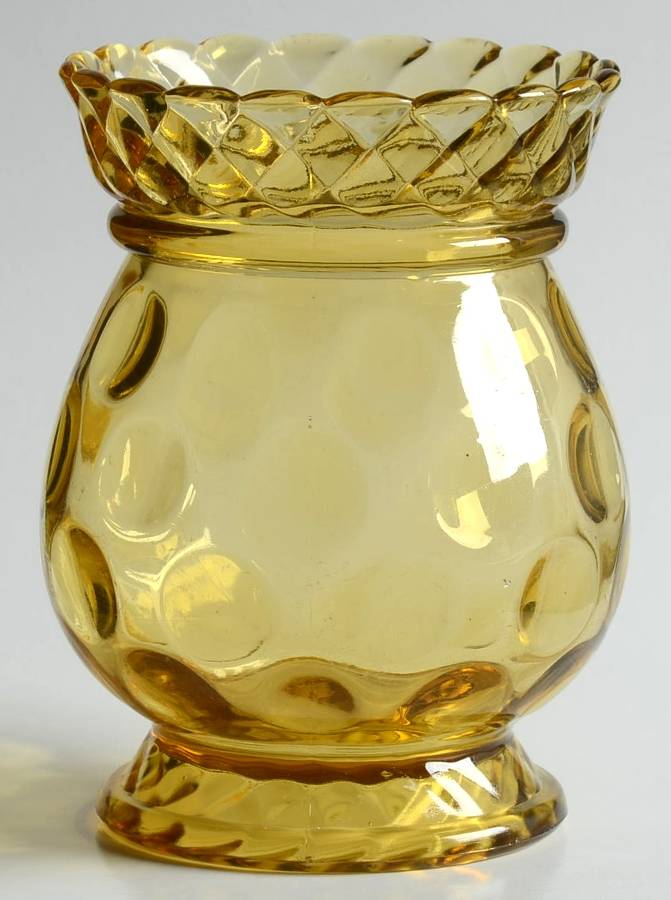Rope and Thumbprint Amber Open Sugar by Central Glass Works-1