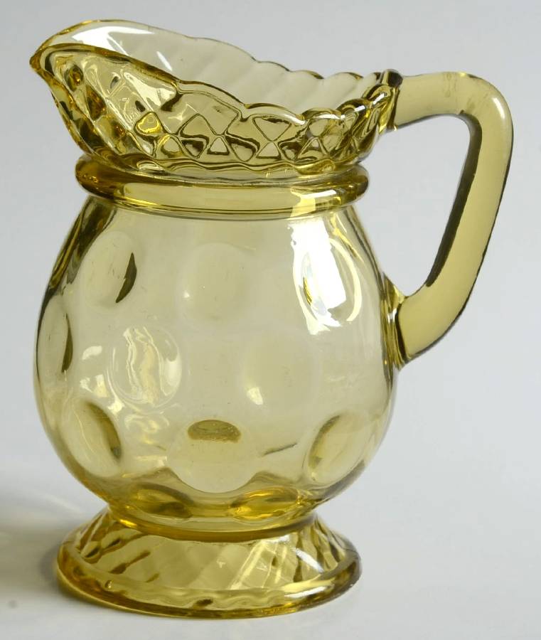 Rope and Thumbprint Amber Creamer by Central Glass Works-1