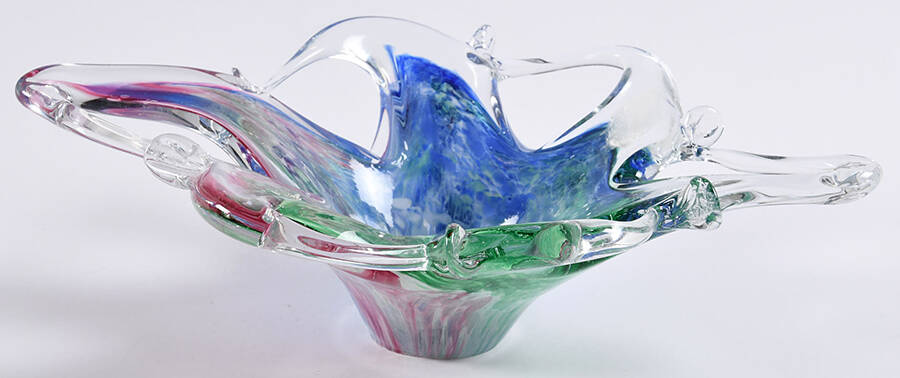 Art Glass 8" Pierced Freeform Bowl by Crystal Clear Industries-1