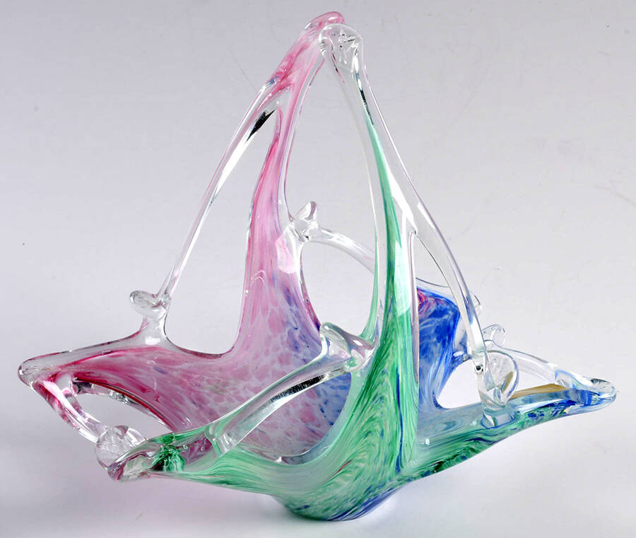 Art Glass Small Pierced Freeform Basket by Crystal Clear Industries-1