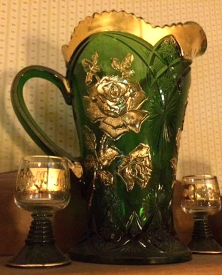 La France Emerald Green Gold Pitcher by Co-Operative Flint-1