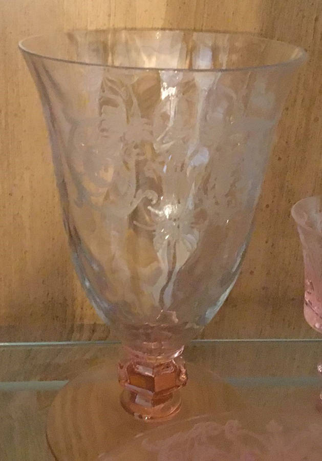 Balda Pink, Stem #1434 Water Goblet by Central Glass Works-1