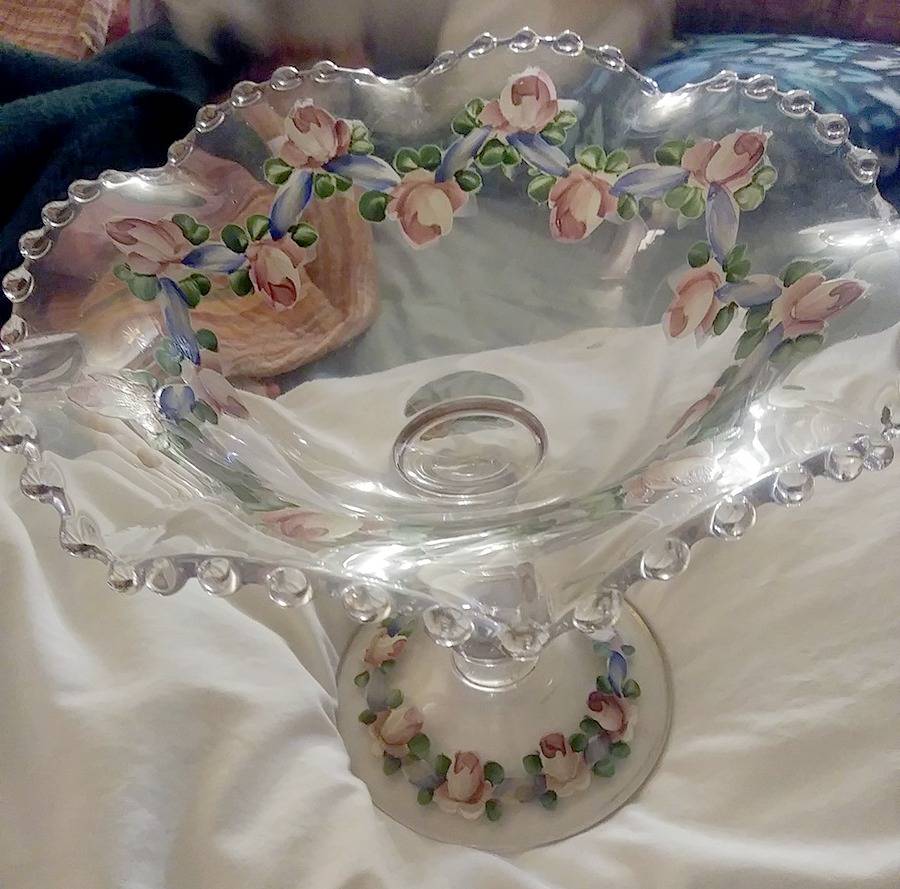 Charleton Roses & Bows (Imperial) Crimped Tall Compote by Charleton Decorating-1