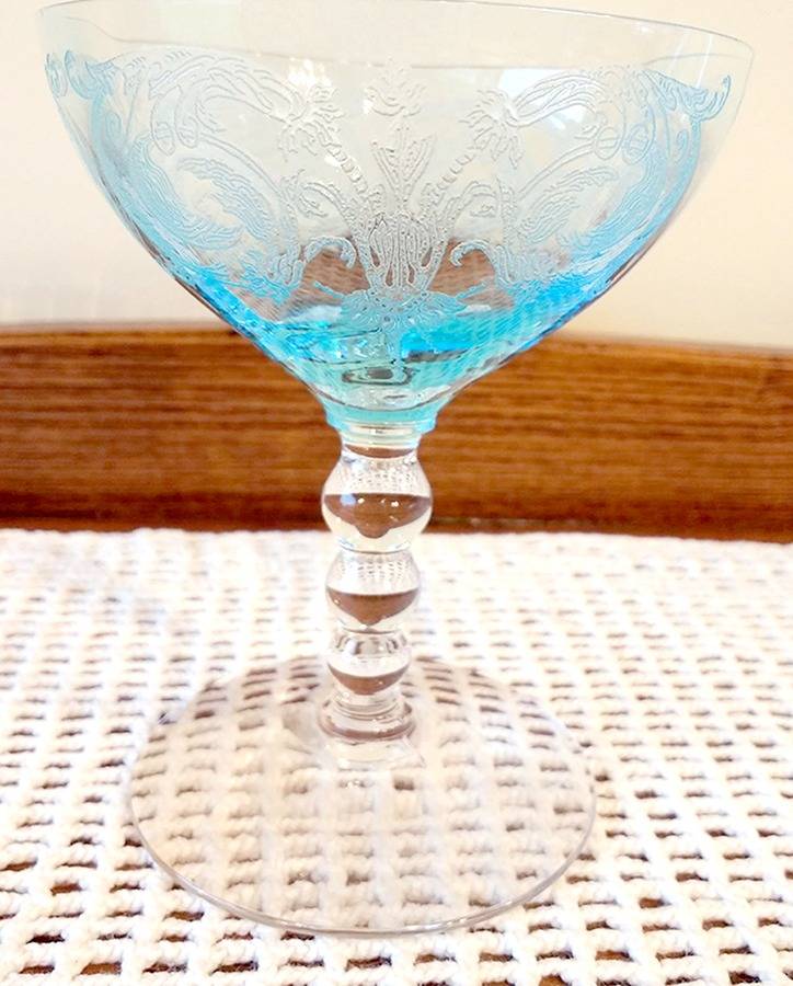 Balda (Clear Blue, Stem #24) Low Sherbet by Central Glass Works-1