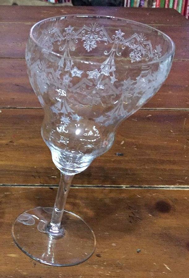 Greek (Rippled Bowl Shape) Water Goblet by Central Glass Works-1