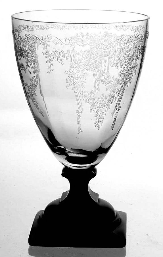 Kay Clear and Black Water Goblet by Central Glass Works-1