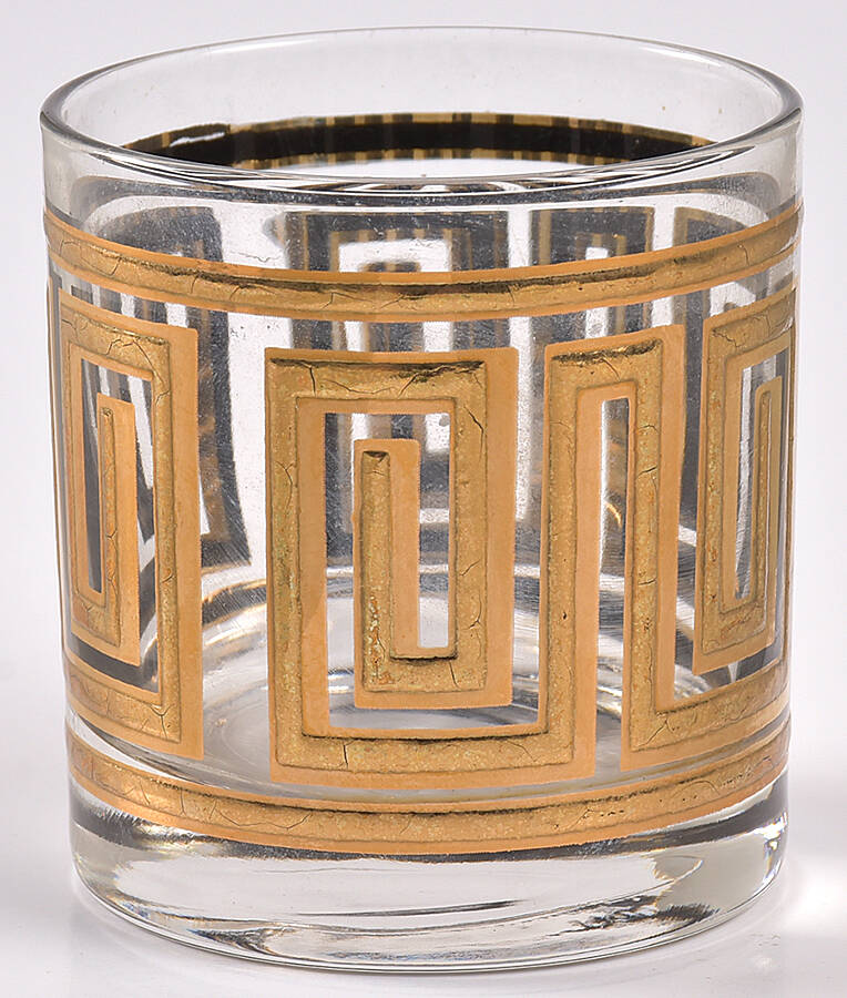 Greek Key (Gold & Black) 4 Oz Flat Tumbler by Culver-1