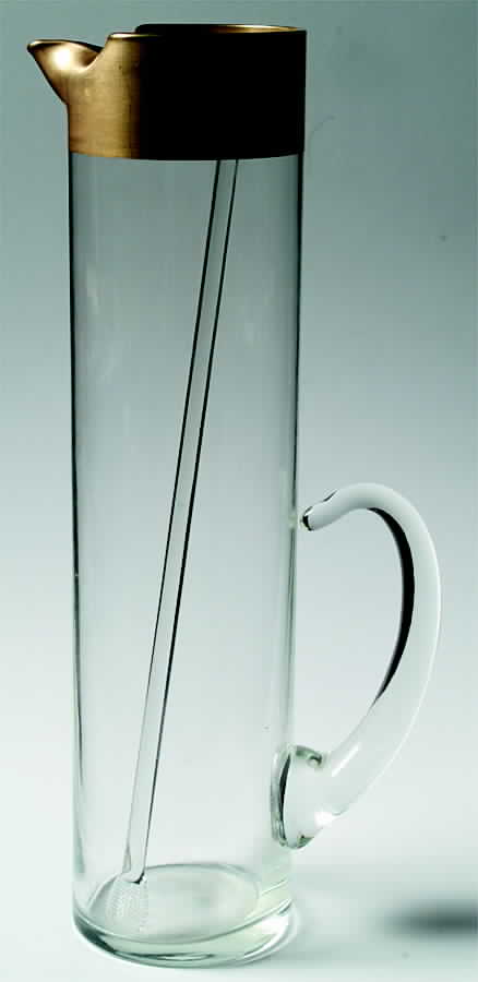 Golden Band Martini Pitcher with Stirrer by Dorothy Thorpe-1
