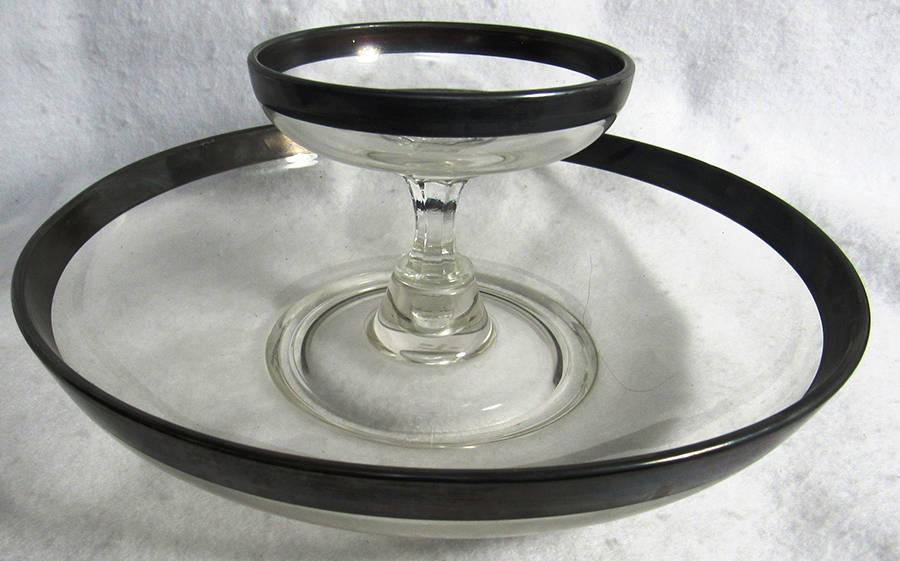 Silver Band Chip & Dip w/Peg Bowl by Dorothy Thorpe-1