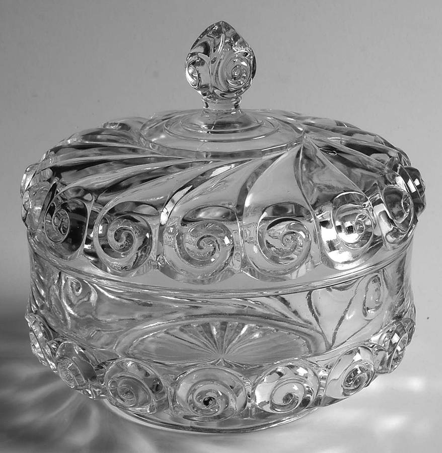 Snail Clear 7" Round Bowl & Lid by Duncan & Miller-1