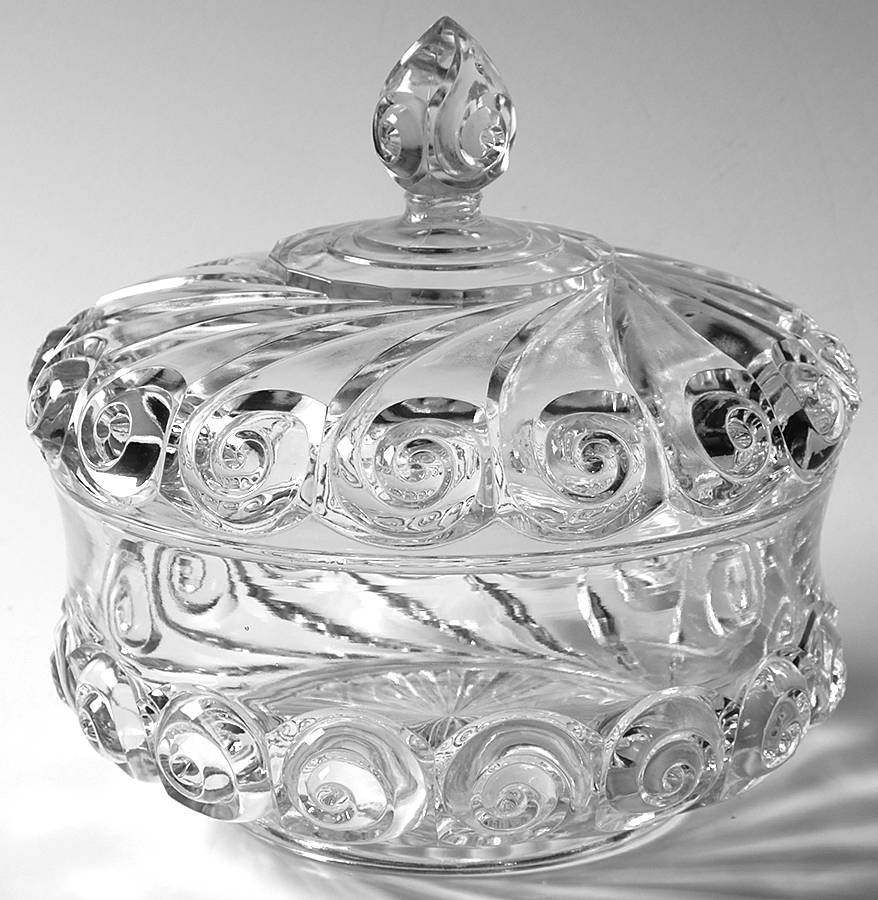 Snail Clear 8" Round Bowl & Lid by Duncan & Miller-1