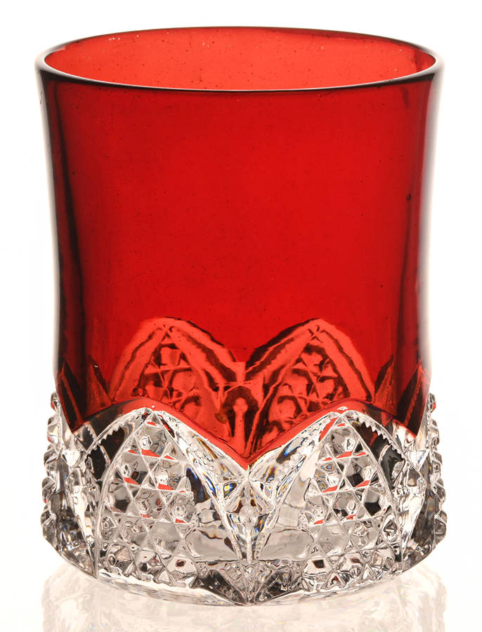 Button Arches Ruby Flashed 4 Oz Flat Tumbler by Duncan & Miller-1