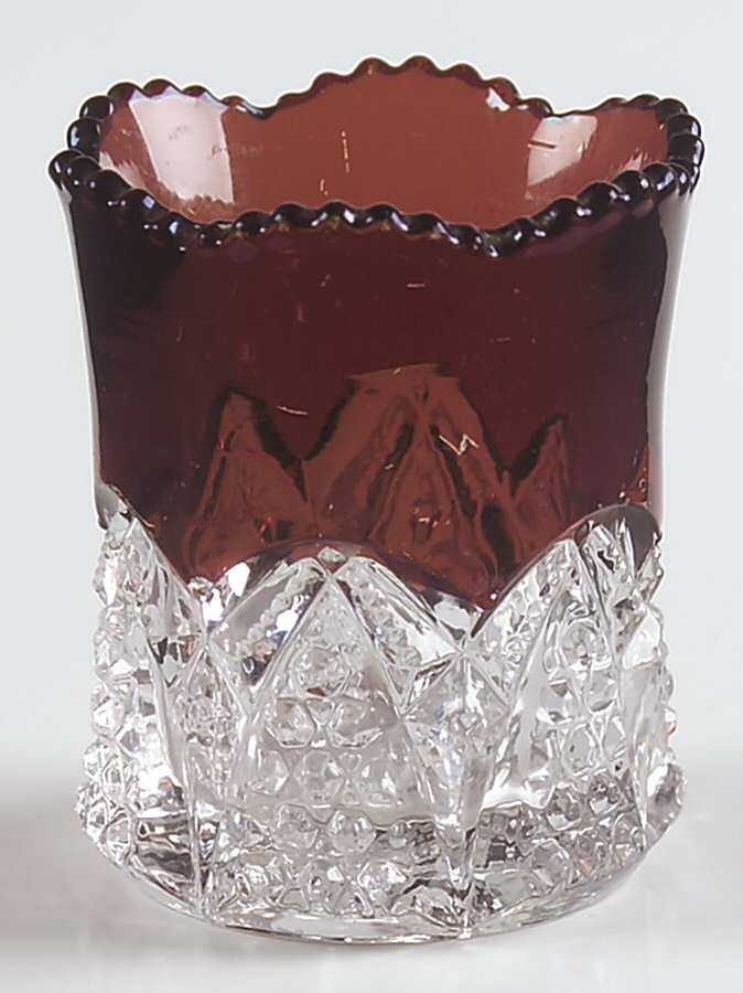 Button Arches Ruby Flashed Toothpick Holder by Duncan & Miller-1