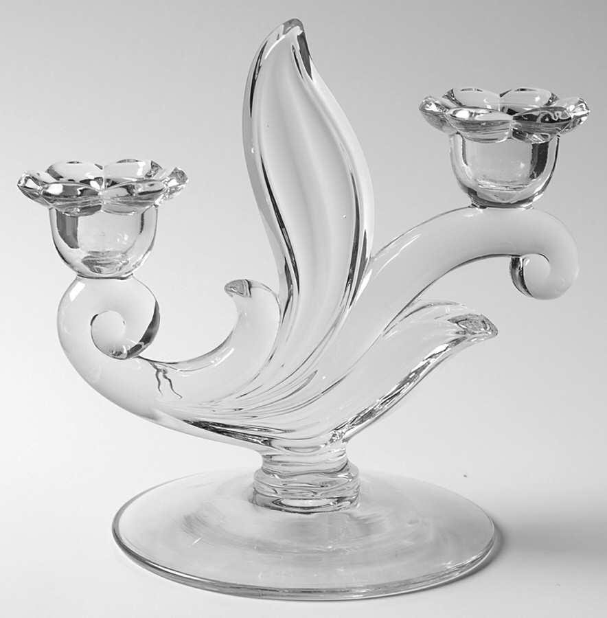 Canterbury (Heavy Pressed) Double Light Candlestick by Duncan & Miller-1