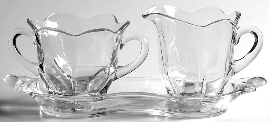 Canterbury (Heavy Pressed) Creamer, Sugar and Tray Set by Duncan & Miller-1