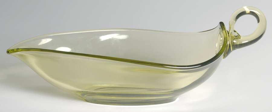 Chartreuse 8" 1 Handled Oval Nappy by Duncan & Miller-1