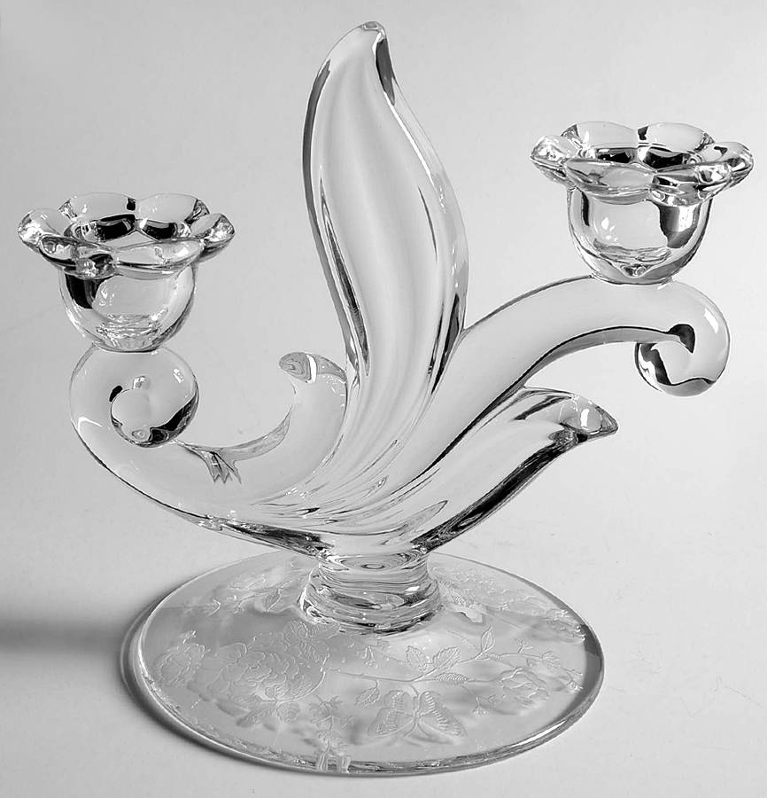 Charmaine Rose Double Light Candlestick by Duncan & Miller-1