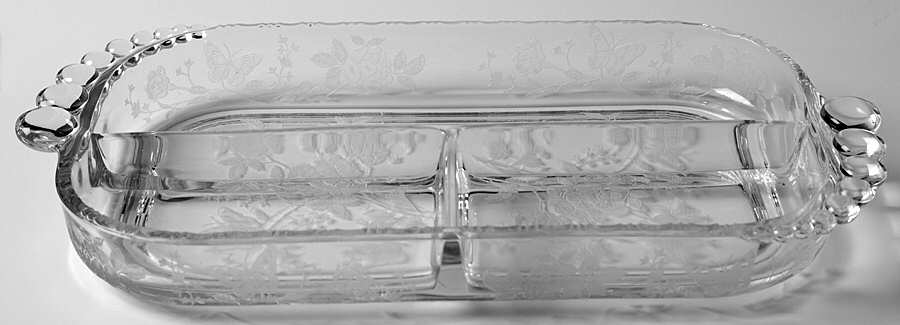 Charmaine Rose 12" Oblong 3 Part Celery/Relish by Duncan & Miller-1