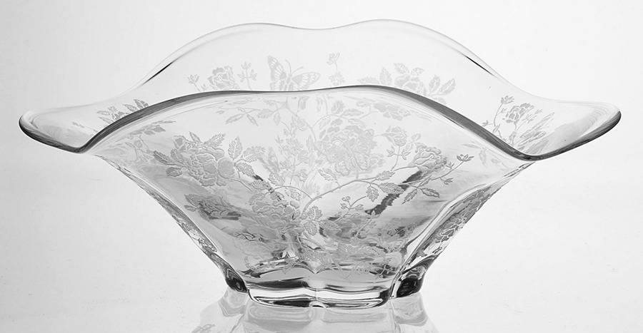 Charmaine Rose 10" Oval Crimped Bowl by Duncan & Miller-1