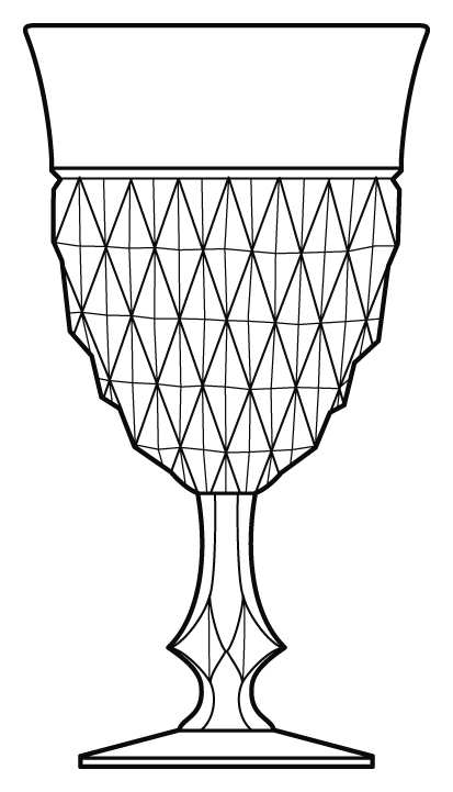 Diamond (Stem 75, Pressed) Water Goblet by Duncan & Miller-1