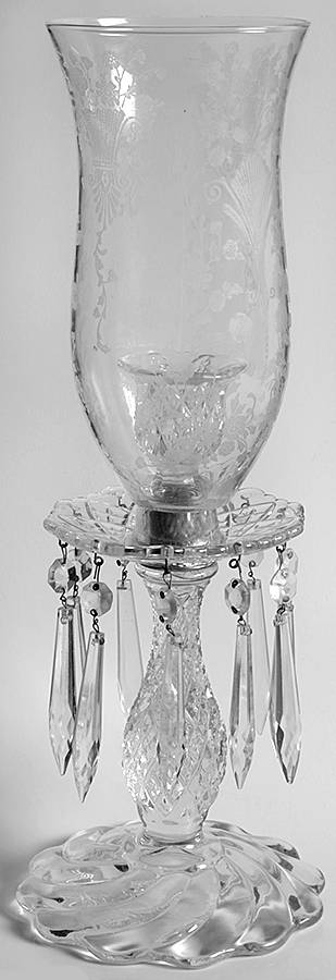First Love Hurricane Lamp W/Bobeche & 10 Prisms by Duncan & Miller-1