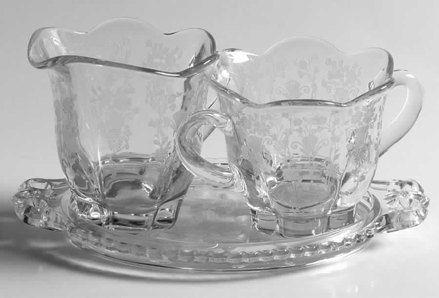 First Love Individual Creamer, Sugar and Tray Set by Duncan & Miller-1