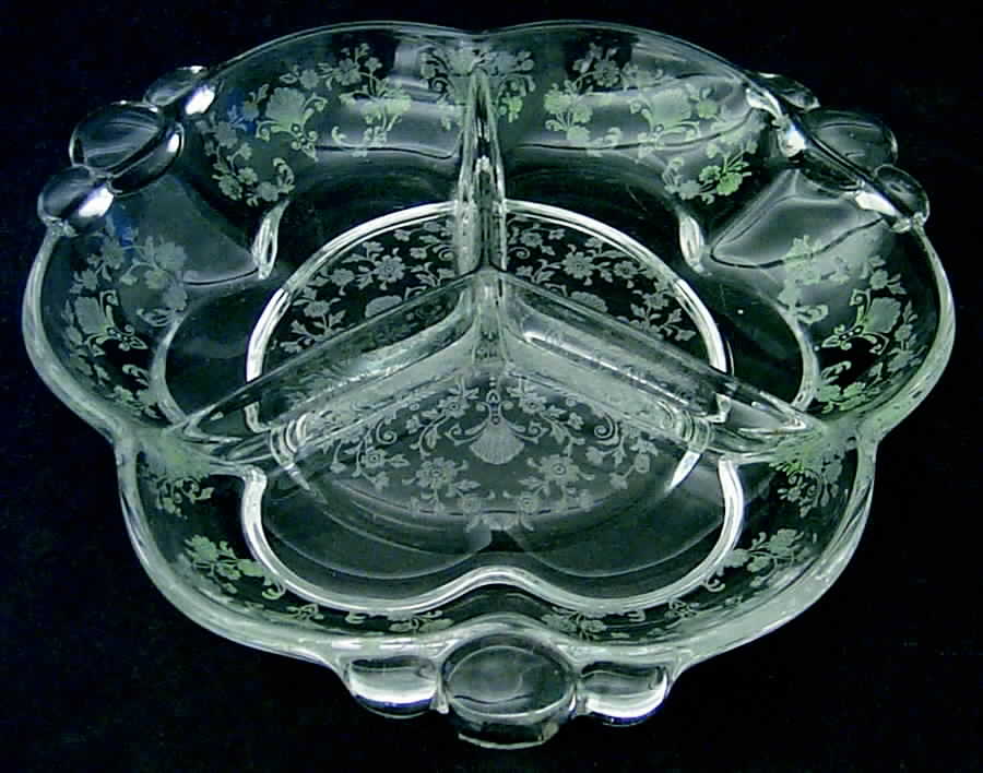 First Love 8" Pansy/Flower Shape 3 Part Relish by Duncan & Miller-1