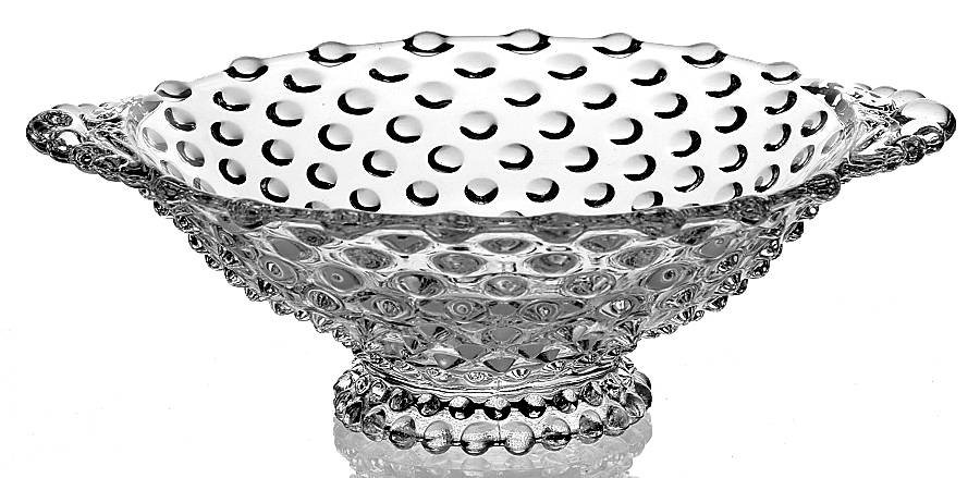 Hobnail Clear (Pressed) 6" Handled Bon Bon by Duncan & Miller-1