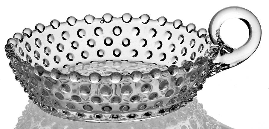 Hobnail Clear (Pressed) 5" Handled Bon Bon by Duncan & Miller-1