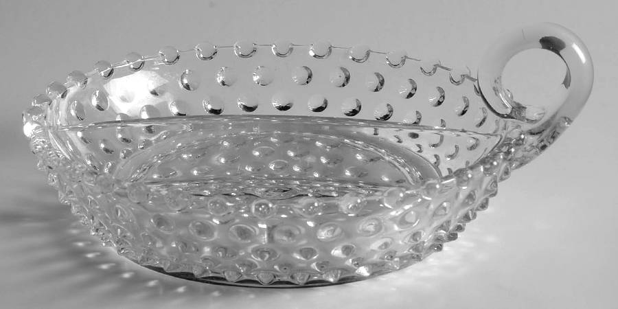 Hobnail Clear (Pressed) 7" Round 2 Part Relish by Duncan & Miller-1