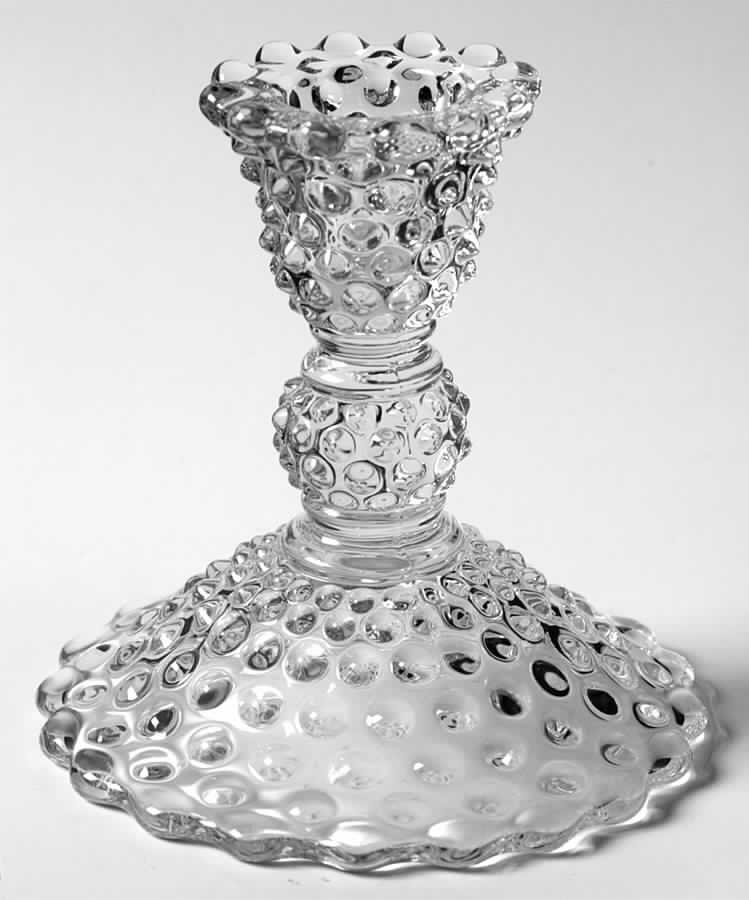 Hobnail Clear (Pressed) 3" Single Light Candlestick by Duncan & Miller-1