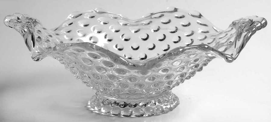 Hobnail Clear (Pressed) 6" Crimped Bon Bon by Duncan & Miller-1