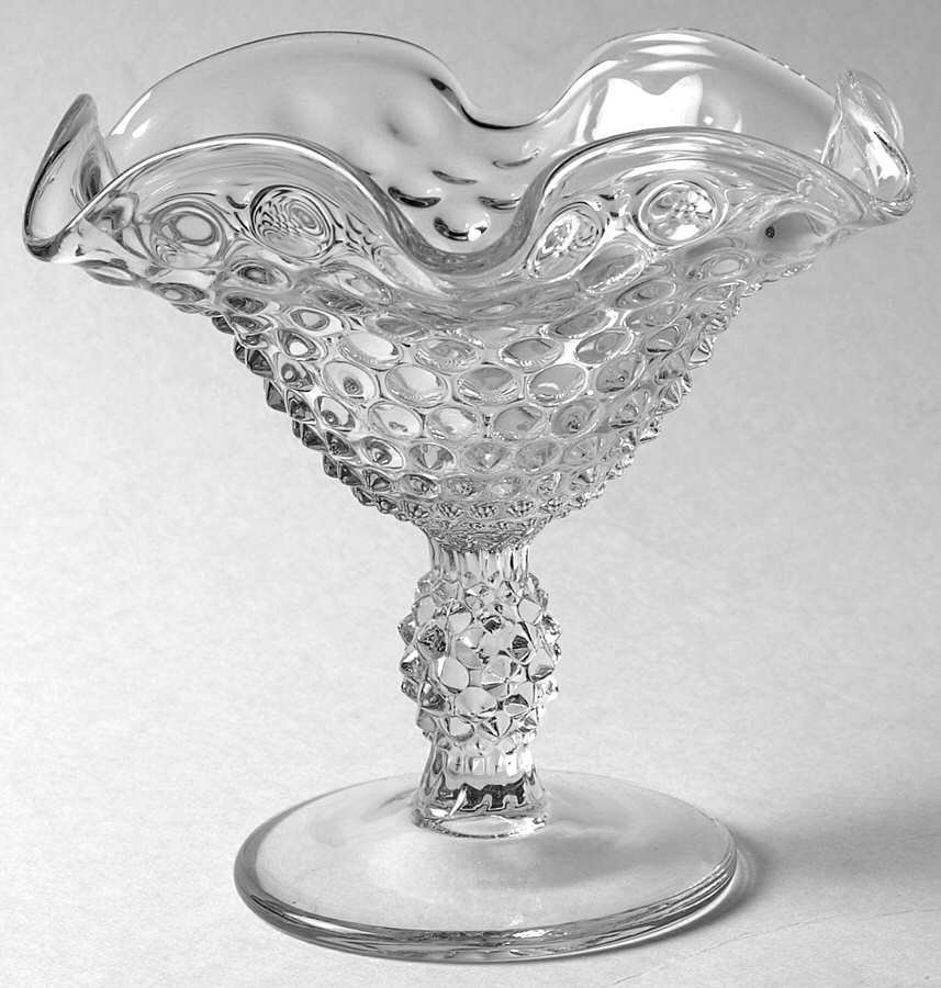 Hobnail Clear (Pressed) Round Compote (Height X Width) by Duncan & Miller-1