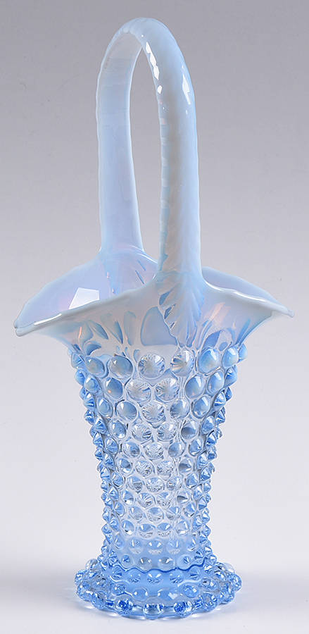 Hobnail Blue (Opalescent) 10" Basket by Duncan & Miller-1