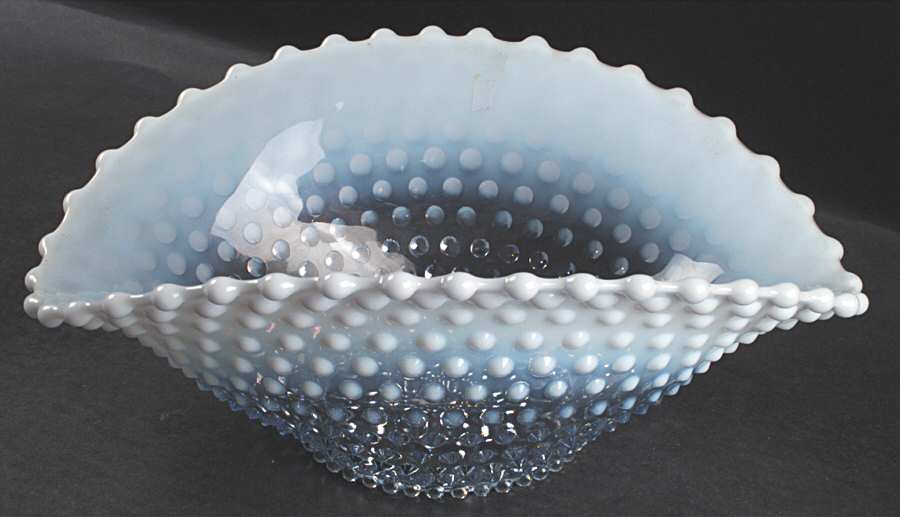 Hobnail Blue (Opalescent) 12" Oval Bowl by Duncan & Miller-1